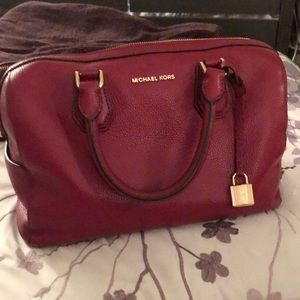 Michael Kors red handbag with little chain purse